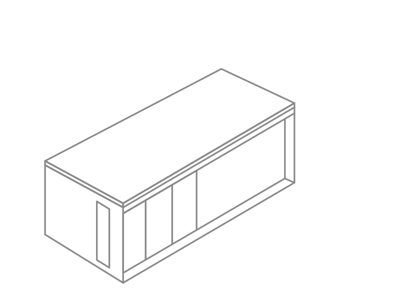 Illustration i grått av Enkelrums attefallshus 20 kvm E20