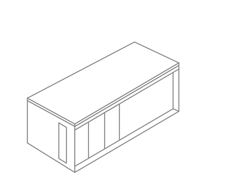 Illustration i grått av Enkelrums attefallshus 20 kvm E20