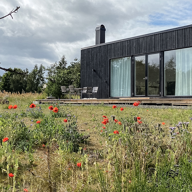 svart hus modern funkis